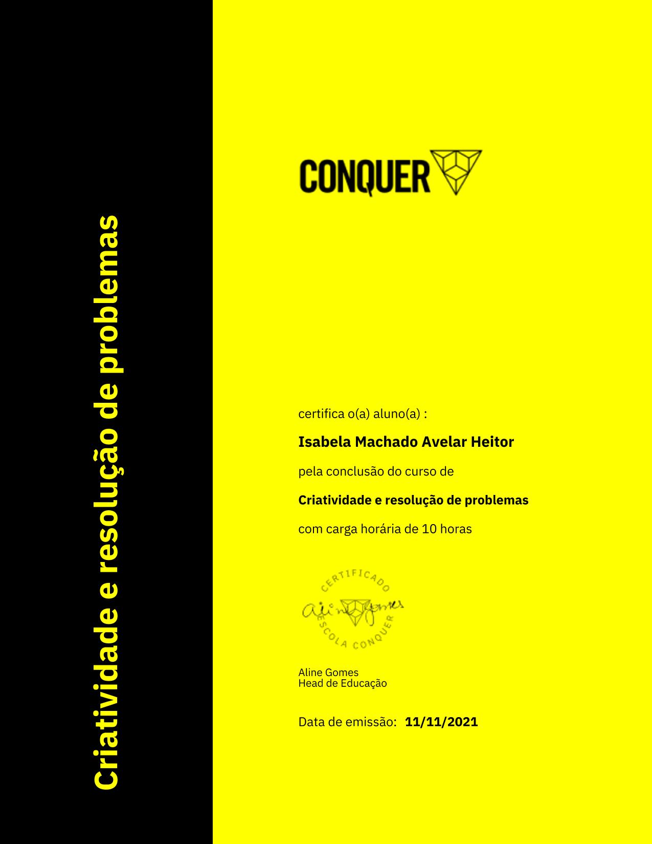 Certificado de Criatividade e resolução de problemas